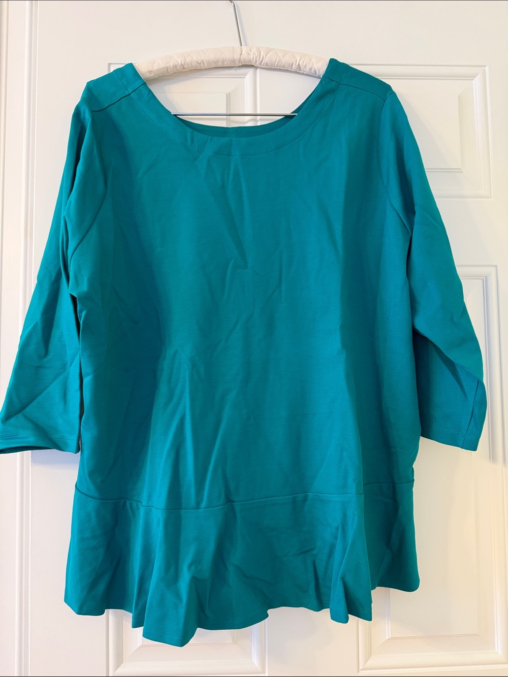 Lands' End Teal 3/4 Sleeve Peplum Tunic